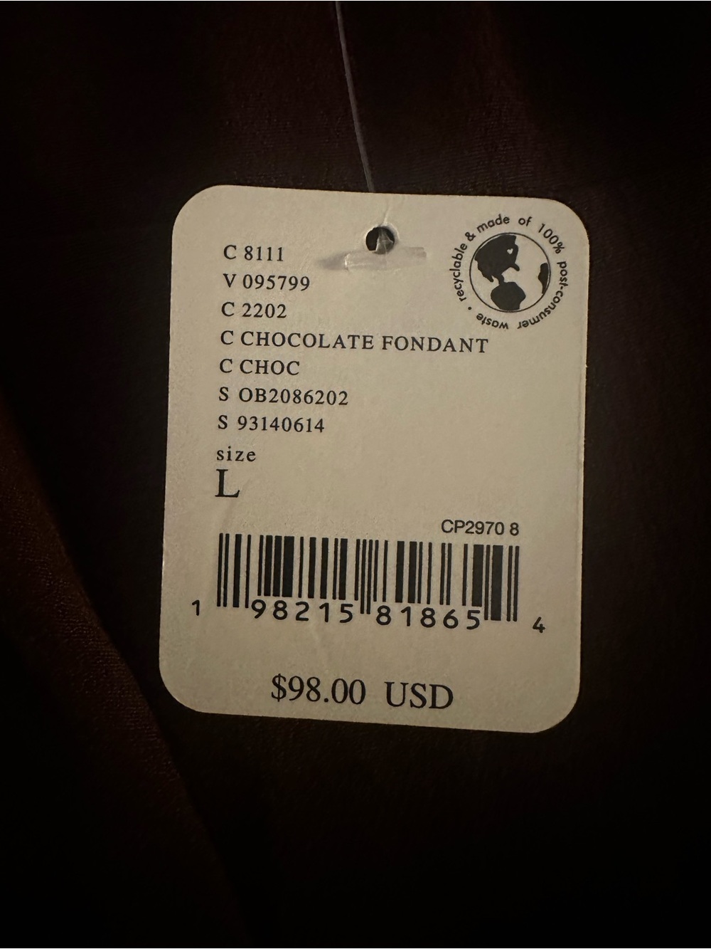 NWT Lost In Your Love Top -Trim Satin Tie-Front in Chocolate Fondant - Picture 5 of 5